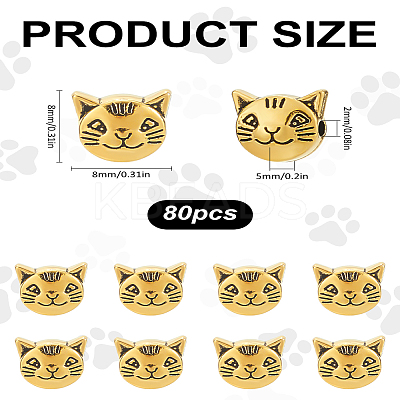 80Pcs Tibetan Style Alloy Kitten Beads FIND-LP0002-26-1