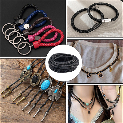 5M Braided Round PU Leather Jewelry Cord OCOR-GF0004-96B-01-1