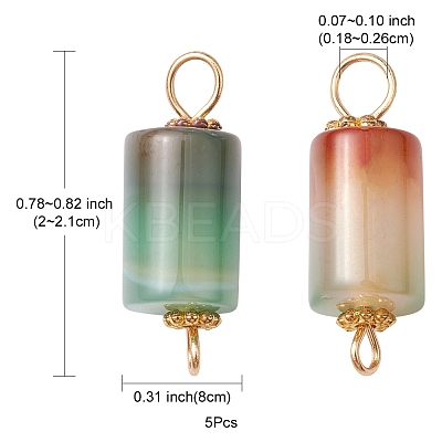 Natural Peacock Agate Connector Charms PALLOY-YW0001-54-1