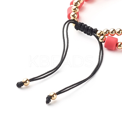 Handmade Polymer Clay Beads Nylon Thread Braided Bead Bracelets BJEW-JB06626-1