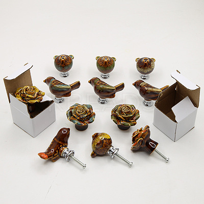 Rose Porcelain Drawer Knobs CABI-PW0002-01C-02-1