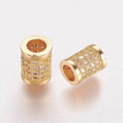Brass Micro Pave Cubic Zirconia Beads ZIRC-K063-05G-1