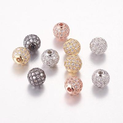 Brass Cubic Zirconia Beads ZIRC-F001-02-1