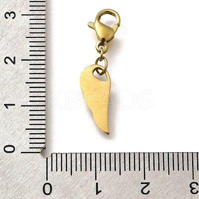 Feather 304 Stainless Steel Polymer Clay Rhinestone Pendant Decorations STAS-R153-50G-1