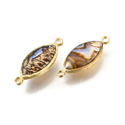Brass Pave Natural Paua Shell Connector Charms KK-E794-01G-09-1
