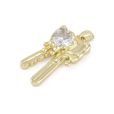 Brass Micro Pave Clear Cubic Zirconia Pendants KK-Z078-33G-1