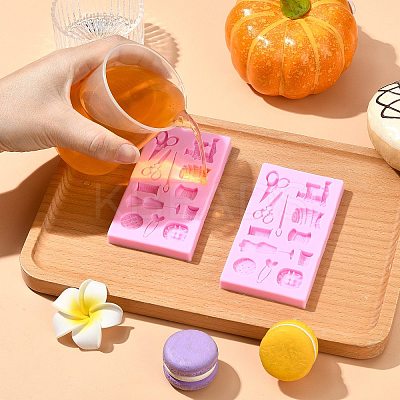 2Pcs Sewing Theme Silicone Chocolate Molds for DIY Baking Making ST-CJ0007-56-1