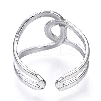 Non-Tarnish 304 Stainless Steel Knot Open Cuff Ring LS-RJEW-N040-06-1