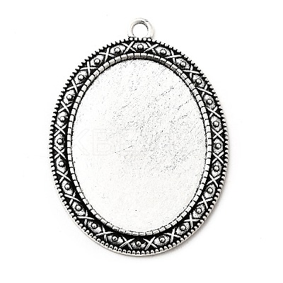 Tibetan Style Zinc Alloy Pendant Cabochon Settings TIBEP-M004-06AS-RS-1