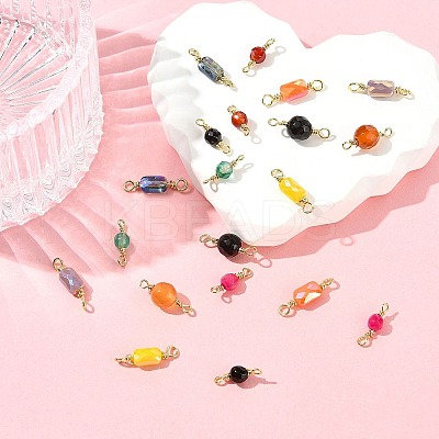 20Pcs 10 Colors Dyed Natural Agate Faceted Connector Charms KK-FS0001-92-1