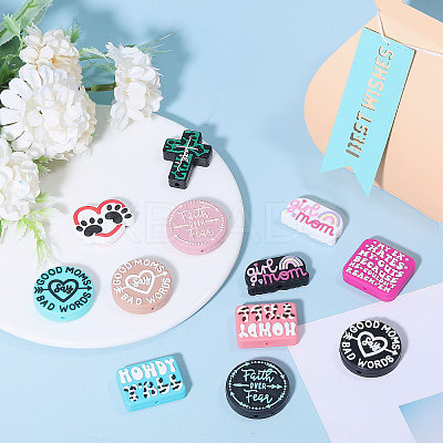 16Pcs 16 Styles Silicone Focal Beads SIL-CA0004-52-1