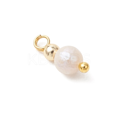 Natural Freshwater Pearl Potato with Brass Beaded Charms PALLOY-JF04946-01-1