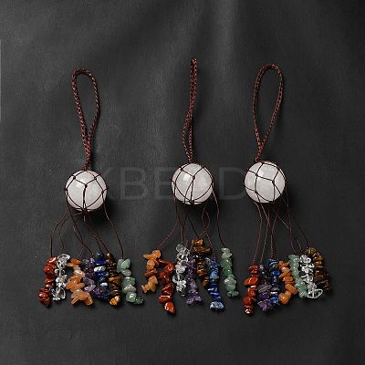 Natural Quartz Crystal Round Pendant Decorations G-G997-A09-1
