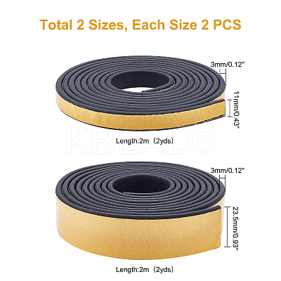 4 Rolls 2 Styles EPDM Rubber Self-adhesive Foam Seal FIND-GA0001-97-1