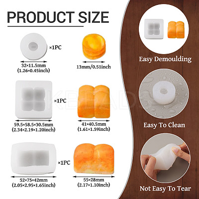 3Pcs 3 Styles DIY Silicone Bread Fondant Molds SIMO-TA0001-19-1