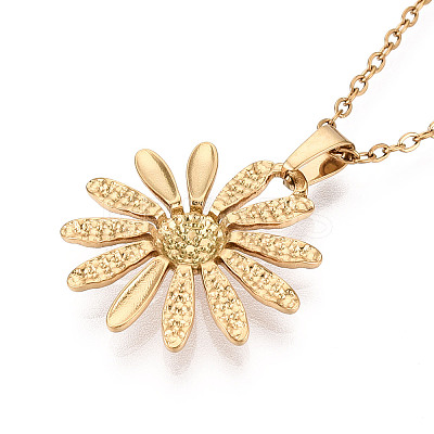 304 Stainless Steel Pendant Necklaces NJEW-T018-25G-1