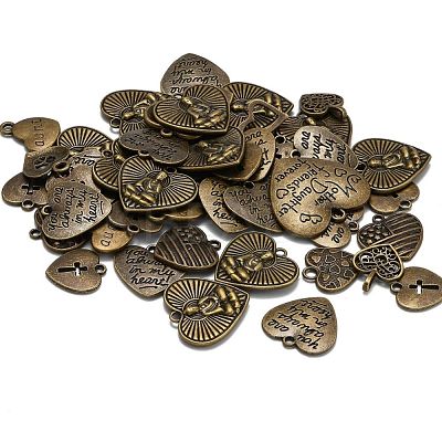 Unique Ideas for Valentines Day Mixed Tibetan Style Alloy Heart Pendants TIBEP-X0004-02-AB-1