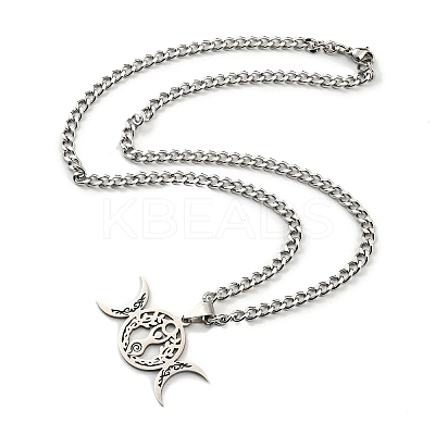 Non-Tarnish 201 Stainless Steel Triple Goddess Pendant Necklaces NJEW-G115-10P-1