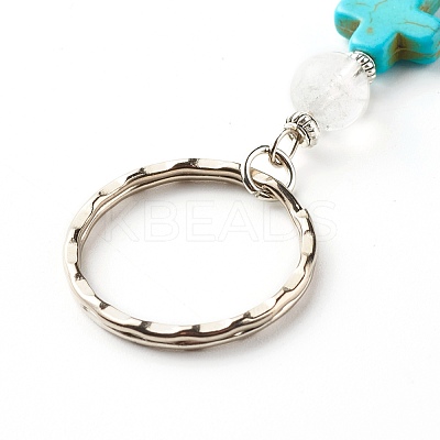 Natural Quartz Crystal Beads and Synthetic Turquoise beads Keychain KEYC-JKC00267-05-1