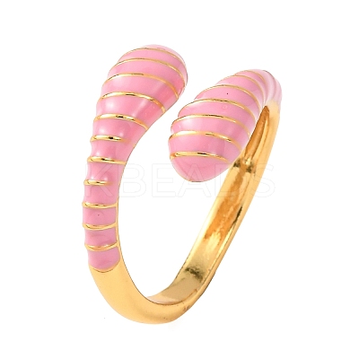 Brass Enamel Cuff Open Rings for Women RJEW-A098-01G-1