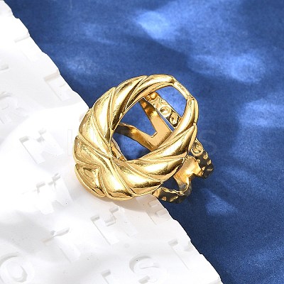 304 Stainless Steel Open Cuff Ring for Women RJEW-A053-06G-07-1