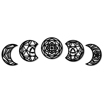Wood Moon Phase Pendant Decoration HJEW-WH20013-003-1