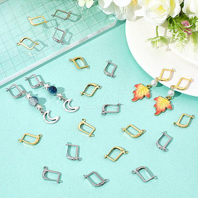 40Pcs 2 Colors 304 Stainless Steel Hoop Earring Findings STAS-SC0010-44-1