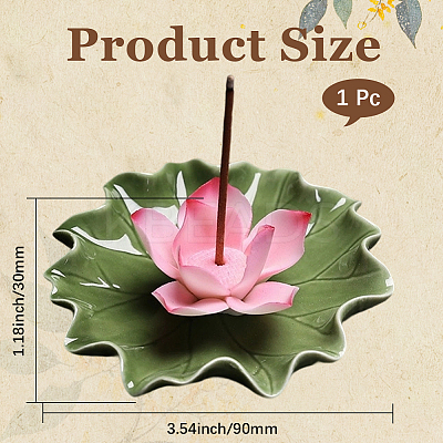 Lotus Leaf & Lotus Flower Porcelain Incense Burners DJEW-CN0001-38B-1