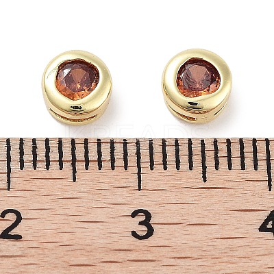Brass with Single Cubic Zirconia Slide Charms KK-C051-27G-03-1