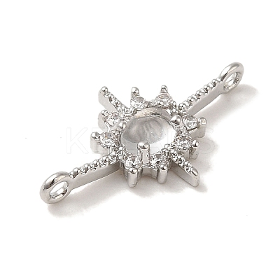 Brass Pave Clear Cubic Zirconia Star Links Connector Charms KK-K371-06P-1