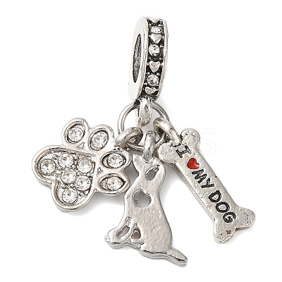 Rack Plating Alloy Crystal Rhinestone European Dangle Charms PALLOY-S189-20P-1