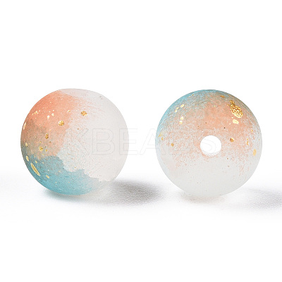 Frosted Baking Paint Crackle Glass Beads with Glitter Powder DGLA-T004-01C-1