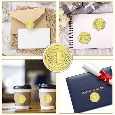 34 Sheets Self Adhesive Gold Foil Embossed Stickers DIY-WH0509-011-1