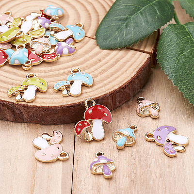 40Pcs 8 Colors Alloy Enamel Pendants ENAM-FW0001-03-1