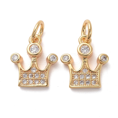 Brass Micro Pave Clear Cubic Zirconia Charms KK-I658-17-1