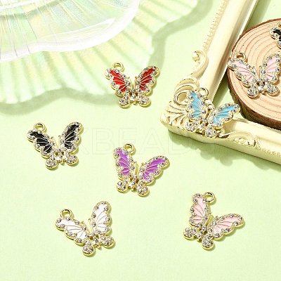 12Pcs 6 Colors Golden Alloy with Rhinestone Pendant FIND-CJ0001-79-1