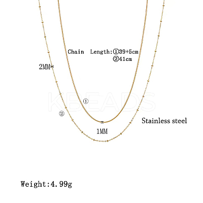 304 Stainless Steel Double Layer Necklaces BI6210-1-1
