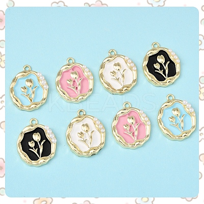 8Pcs 4 Colors Alloy Enamel Pandants ENAM-FS0002-22-1