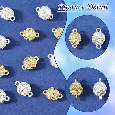 10 Bags Alloy Rhinestone Magnetic Clasps RB-FS0001-08G-1