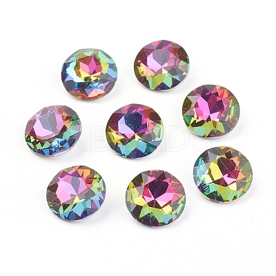 Pointed Back & Back Plated Glass Rhinestone Cabochons X-RGLA-J012-8mm-001VO-1