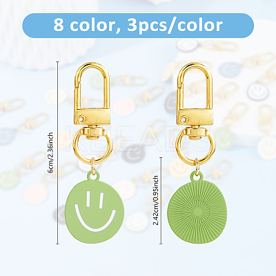 24Pcs 8 Colors Alloy Enamel Smiling Face Charm Keychains KEYC-DC00046-1