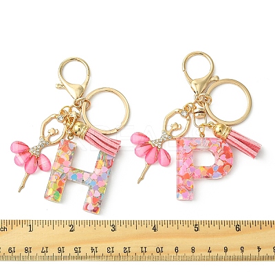 Letter A~Z Transparent Glitter Resin Pendant Keychains KEYC-FZ00024-18-1