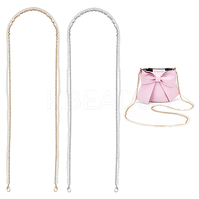 2Pcs 2 Colors Plastic Imitation Pearl & Iron Chain Crossbody Phone Chain FIND-WR0009-48-1