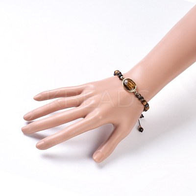 Natural Tiger Eye Braided Bead Bracelets BJEW-JB04210-03-1
