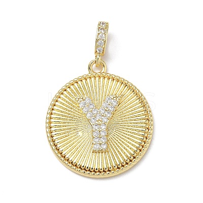 Brass Micro Pave Clear Cubic Zirconia Pendants KK-L253-17G-Y-1