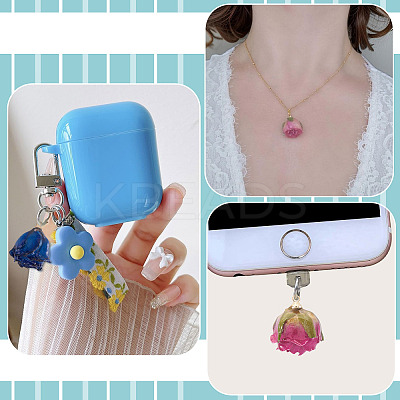 10Pcs Preserved Rose Pendants KY-TA0001-59C-1