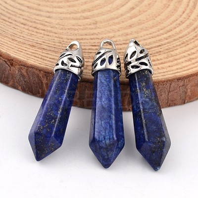 Dyed Bullet Natural Lapis Lazuli Pointed Pendants G-E332-C04-1