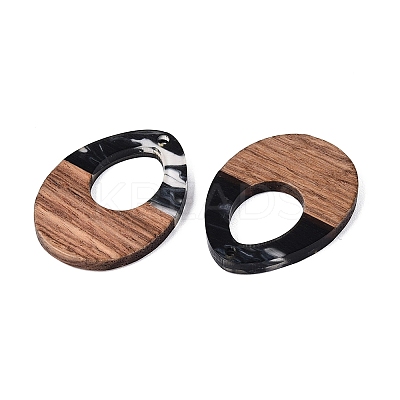 16Pcs 8 Styles Opaque Resin & Walnut Wood Pendants RESI-N053-01-1