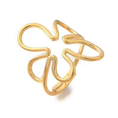 Flower 304 Stainless Steel Finger Rings for Women RJEW-M103-03G-1