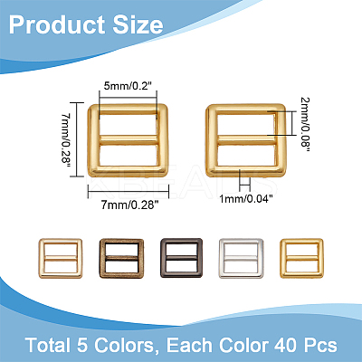 200Pcs 5 Colors Mini Square Shape Alloy Buckle Clasps FIND-NB0003-99-1